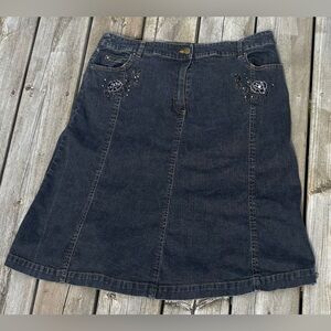 Vintage 90's Steilmann Women's A-Line Midi Denim Jean Skirt Size 18 UK20 XL